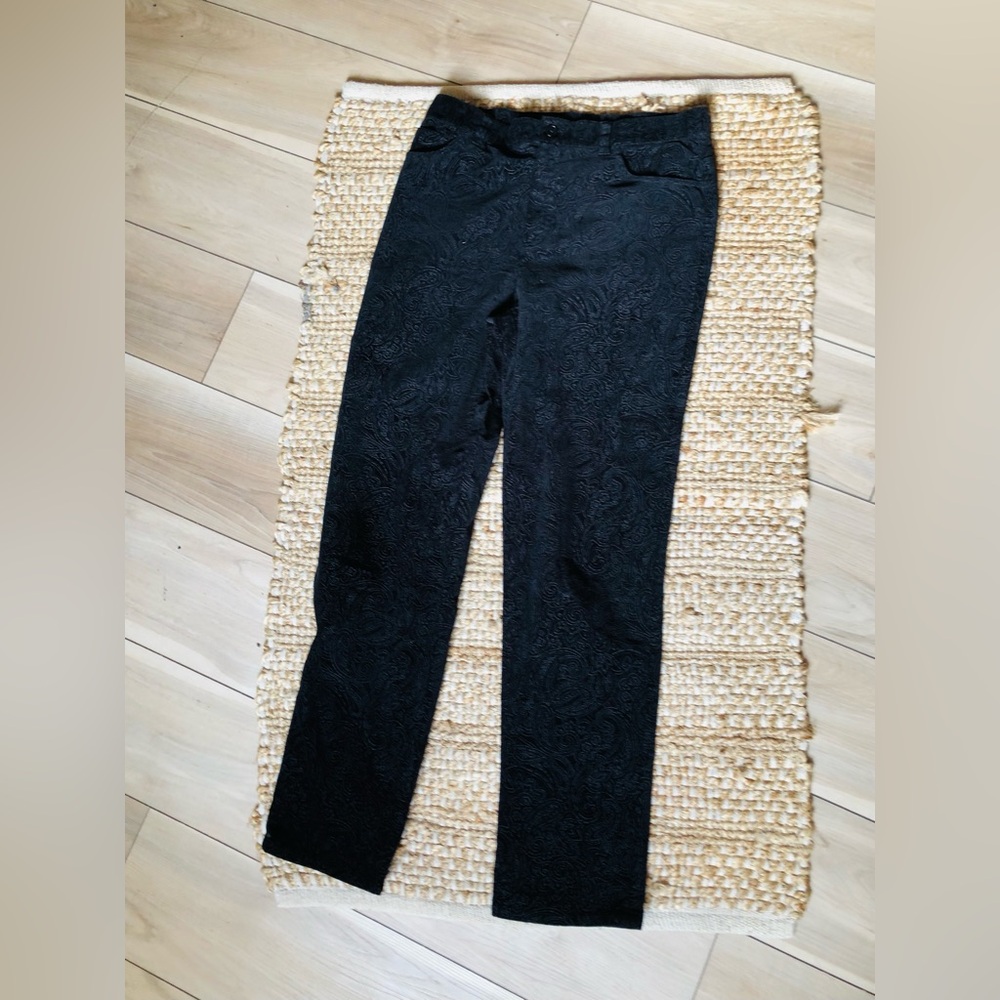 NWOT - Ralph Lauren Black Textured paisley velvet Women's Pants  vintage!!!